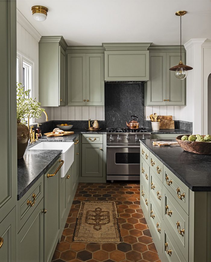 green kitchen olive 2022 colour country cabinets colors colours trend cabinet color sage paint modern gray spring summer oil cottage
